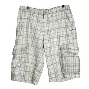 Urban Pipeline Mens Bermuda Shorts 32 Tan Plaid Cotton Cargo Streetwear Y2K